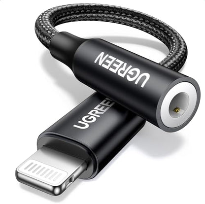 UGREEN Headphone Adapter for iPhone MFi Certified Lightning to 3.5 mm Earphone Jack Male to Female Braided Audio Aux Stereo Cable Connector Dongle for iPhone 14 13 12 SE 11 Pro Max, XS XR Plus, Gray