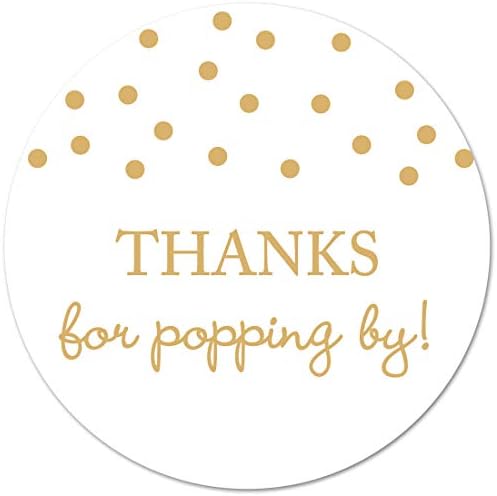 40 Thanks for Popping by! Popcorn Favor Stickers (Gold on White)