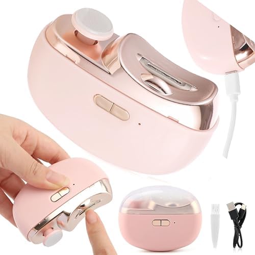 Automatic Electric Nail Clipper (3-in-1), Nail Trimmer, Polisher and Grinder, with 2 Speeds Electric Nail Cutter with Storage, Type -C Rechargeable for Kids and Adults (pink)