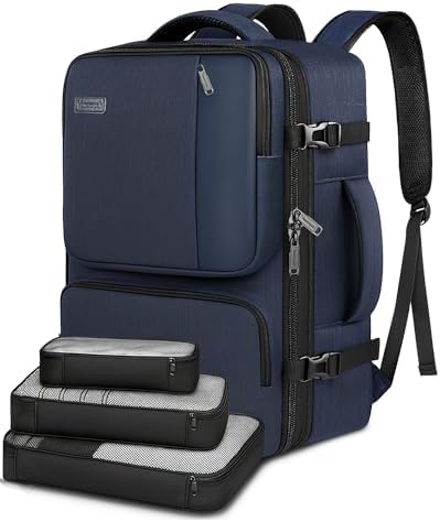 Vancropak Carry on Backpack, Airline Approved 45L Travel Backpack with 3 Packing Cubes
