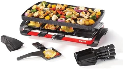 Starfrit The Rock Electric Raclette - 8 Person Party Grill - 8 Spatulas - Reversible Plate - 1500W