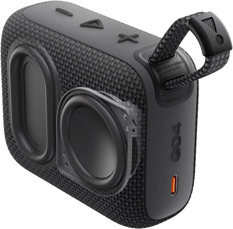 JBL Go 4 - Ultra-Portable, Waterproof and Dustproof Bluetooth Speaker, 7-Hour Built-in Battery, Made in Part with Recycled Materials (Black)