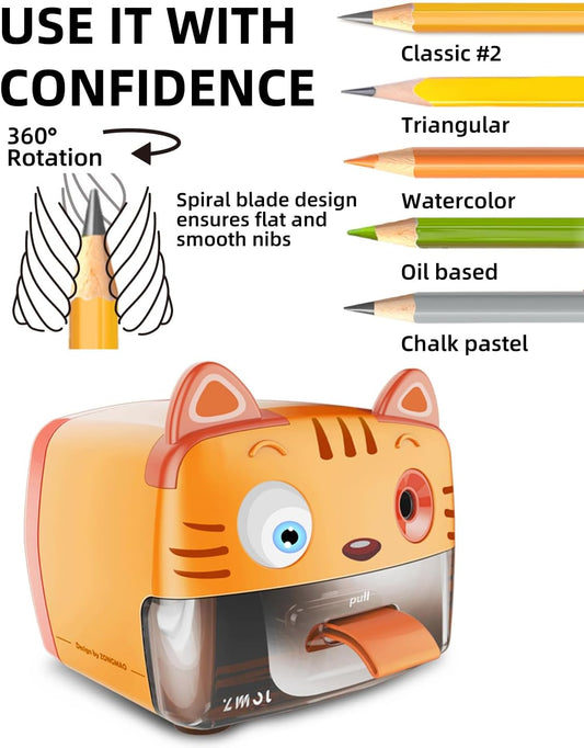 ZMOL Pencil Sharpeners，Heavy Duty Sharpeners for Classroom，Cute Plug in for Kids,Auto-Stop Pencil Sharpeners for No.2 / Colored Pencil