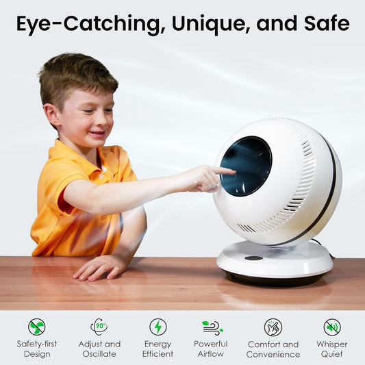 GreenTech Environmental pureFlow QT7 Bladeless Fan - Bedroom, Home, and Office Desk Fan - Adjustable Oscillating Fan with Remote - Powerful Airflow - PuriLite