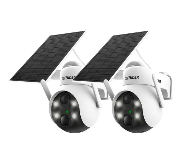 Defender Solar Powered 4K AI EverWatch PTZ Wireless Camera 2-Pack – 360° AI Security with Solar Power - PuriLite