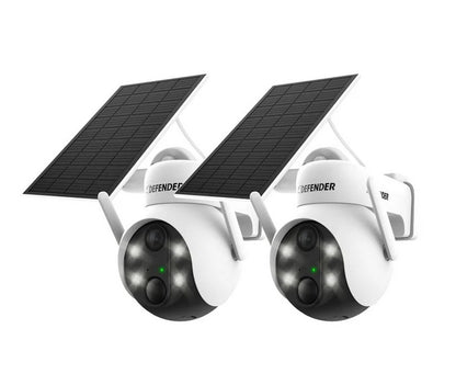 Defender Solar Powered 4K AI EverWatch PTZ Wireless Camera 2-Pack – 360° AI Security with Solar Power - PuriLite