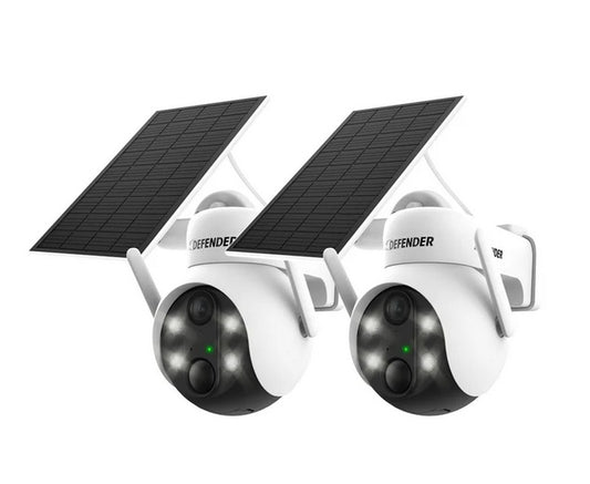 Defender Solar Powered 4K AI EverWatch PTZ Wireless Camera 2-Pack – 360° AI Security with Solar Power - PuriLite