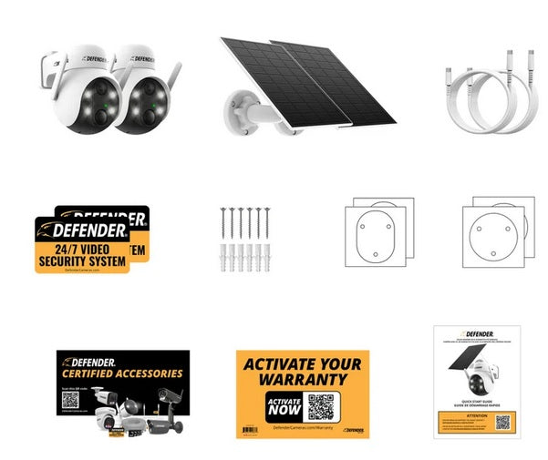Defender Solar Powered 4K AI EverWatch PTZ Wireless Camera 2-Pack – 360° AI Security with Solar Power - PuriLite