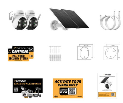 Defender Solar Powered 4K AI EverWatch PTZ Wireless Camera 2-Pack – 360° AI Security with Solar Power - PuriLite