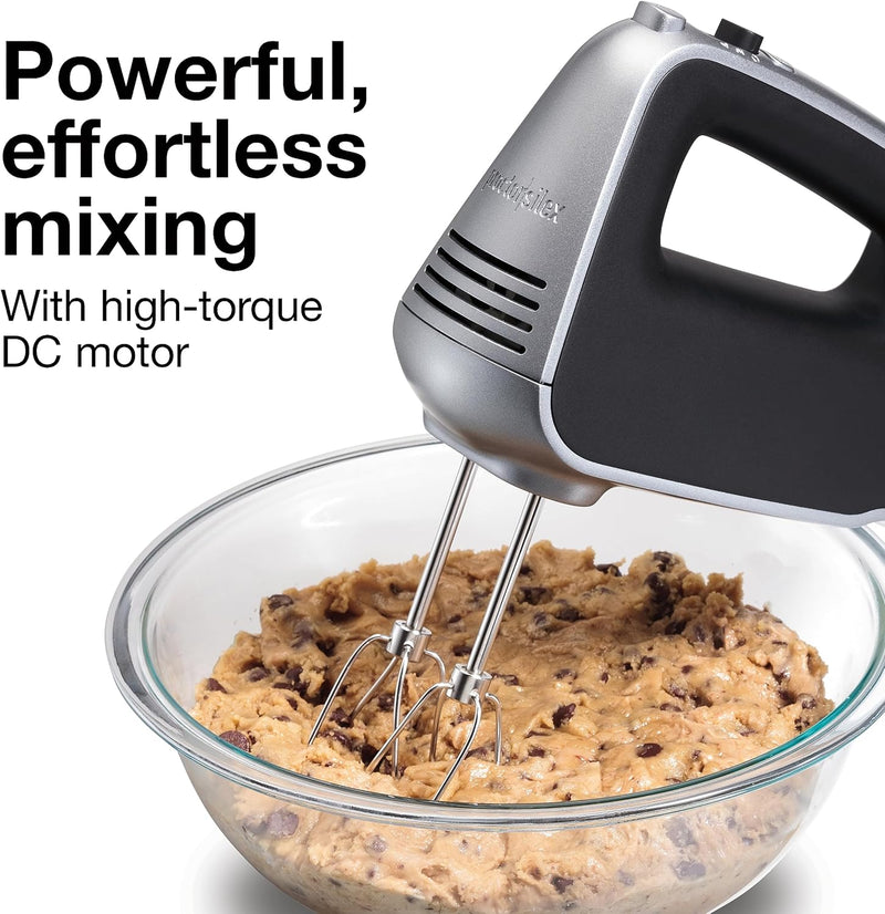 Proctor-silex Hand Mixer, 5 Speeds Plus Boost, 1.3 Amp Dc Motor, Black and Silver, 62501