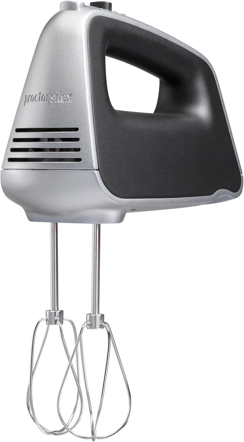 Proctor-silex Hand Mixer, 5 Speeds Plus Boost, 1.3 Amp Dc Motor, Black and Silver, 62501