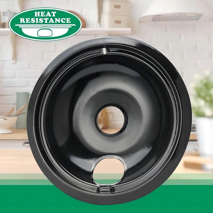 Purelux Electric Range Drip Pans Replacement for GE or Hotpoint Stove, Porcelain Enameled Black Finish 4 Pieces Pack (Two 8" and Two 6")
