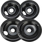 Purelux Electric Range Drip Pans Replacement for GE or Hotpoint Stove, Porcelain Enameled Black Finish 4 Pieces Pack (Two 8" and Two 6")