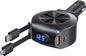 69W Retractable Car Charger 4-In-1 Fast Charging Adapter with Dual Retractable Cables, USB-C PD and USB-A Ports, Voltage Display for 12V–24V Vehicles