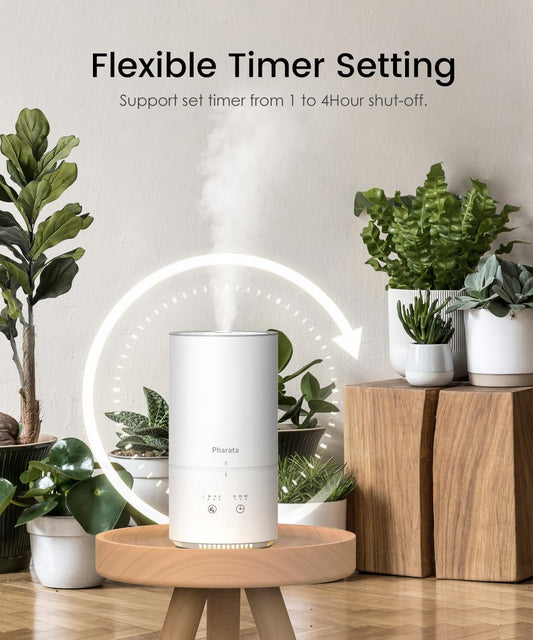 Humidifiers for Bedroom, 1000ML Small Humidifier for Baby & Plants, Portable Top Fill Humidifier Diffuser, with Touch Control, Auto Shut-off, White - PuriLite