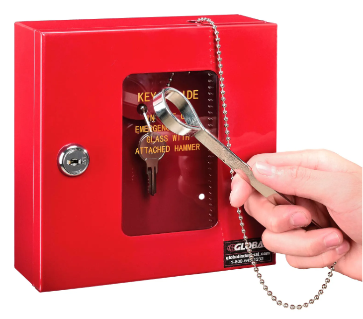 Global Industrial™ Emergency Key Box, 6-1/4"W x 2"D x 6-7/8"H, Keyed Differently, Red