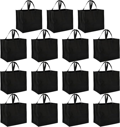 Tosnail 15 Pack Large Foldable Reusable Grocery Tote Bags Shopping Bags - Black