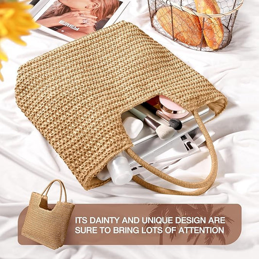 Hommtina Straw Bag Womens Straw Beach Bag Crossbody Shoulder Bags Vacation Purse Straw Purse for Summer - PuriLite