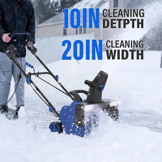 SOYUS Corded Electric Snow Blower – 20-Inch Snow Thrower – 180° Adjustable Chute Walk-Behind Snow Thrower with Dual LED Lights – Handles Wet & Heavy Snow