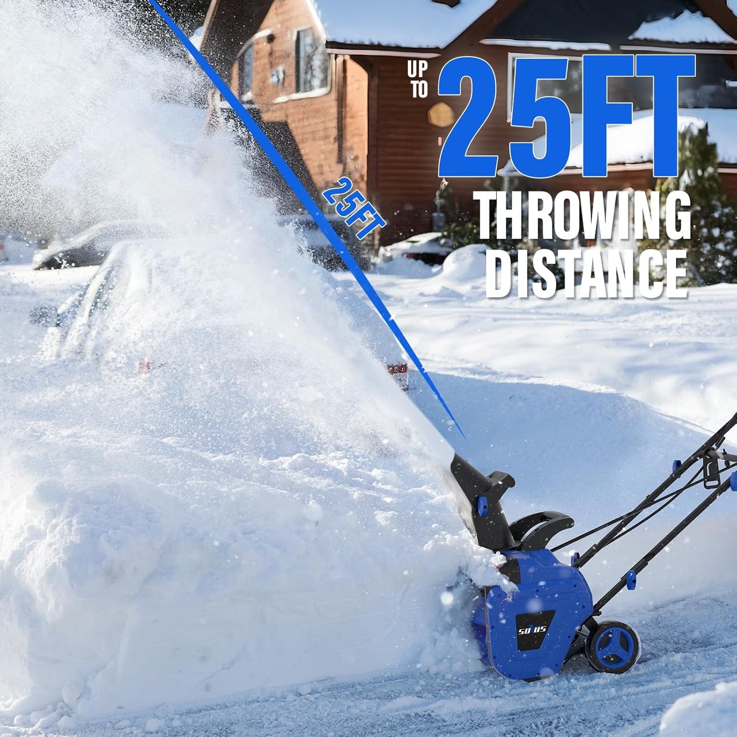 SOYUS Corded Electric Snow Blower – 20-Inch Snow Thrower – 180° Adjustable Chute Walk-Behind Snow Thrower with Dual LED Lights – Handles Wet & Heavy Snow