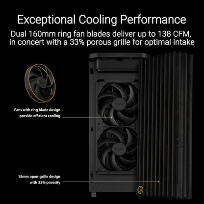 ASUS ProArt PA401 Wood Edition ATX Mid-Tower Case – Tempered Glass, FSC-Certified Wooden Front Panel, Dual 160mm Fans, Power & Reset Button Lock, USB-C 20Gbps, Detachable PSU Bracket