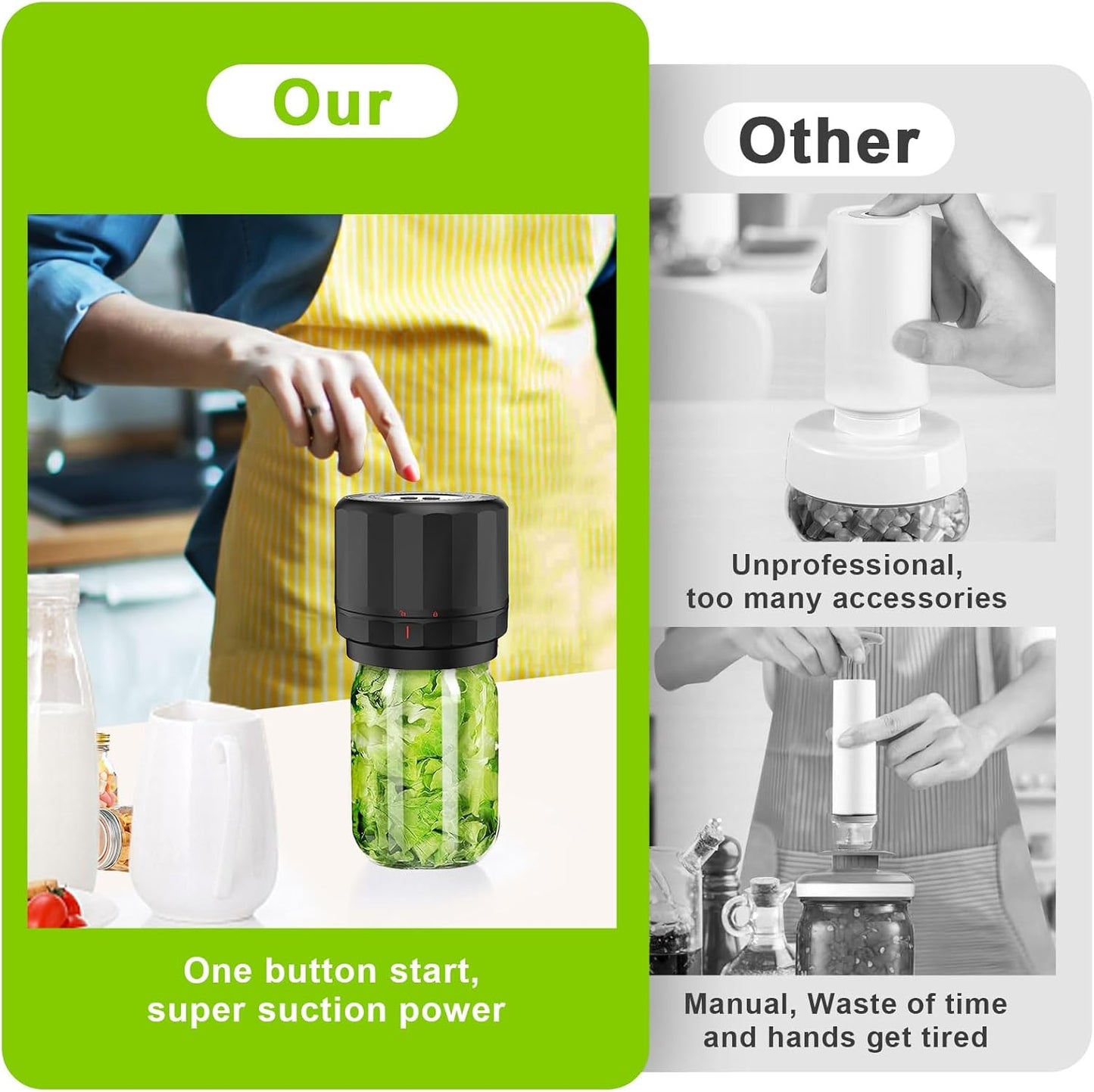 UNERVER Mason Jar Vacuum Sealer - Electric Vacuum Sealer for Jars with Mouth and Regular Mason Lids, Vacuum Sealing Machine Kit for Food, Jar Vacuum Sealer for Canning Jars