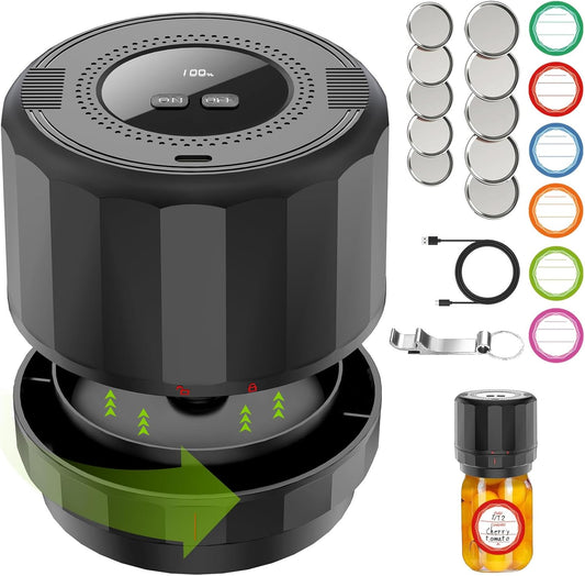 UNERVER Mason Jar Vacuum Sealer - Electric Vacuum Sealer for Jars with Mouth and Regular Mason Lids, Vacuum Sealing Machine Kit for Food, Jar Vacuum Sealer for Canning Jars