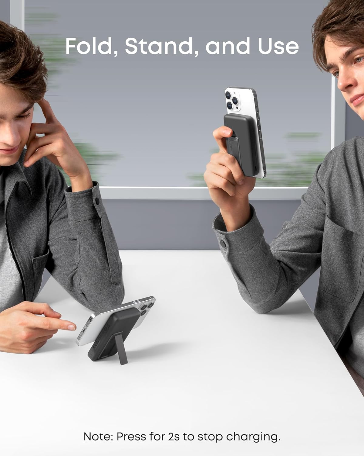 10,000mAh Foldable Wireless Portable Charger with 20W USB-C Power Delivery – MagSafe-Compatible Magnetic Power Bank with Stand for iPhone 12/13/14/15/16 Series - PuriLite