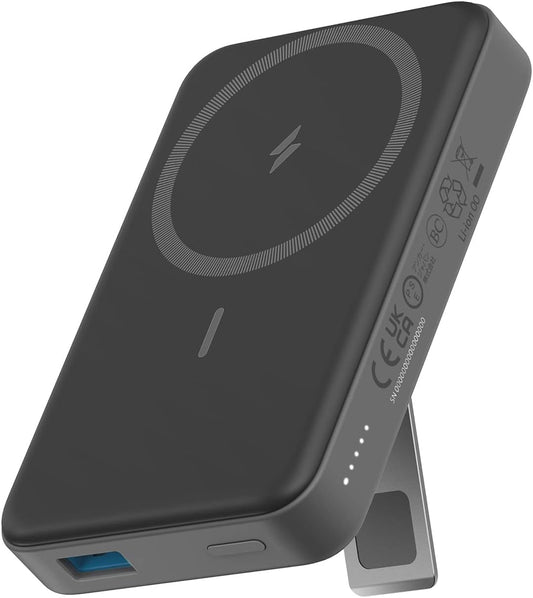 10,000mAh Foldable Wireless Portable Charger with 20W USB-C Power Delivery – MagSafe-Compatible Magnetic Power Bank with Stand for iPhone 12/13/14/15/16 Series - PuriLite