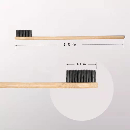 14 Pac Natuaral Green toothbrush bamboo ,biodegradable and soft bristles black - PuriLite