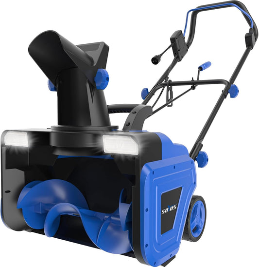 SOYUS Corded Electric Snow Blower – 20-Inch Snow Thrower – 180° Adjustable Chute Walk-Behind Snow Thrower with Dual LED Lights – Handles Wet & Heavy Snow