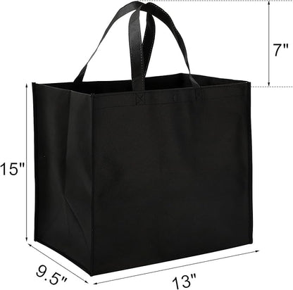 Tosnail 15 Pack Large Foldable Reusable Grocery Tote Bags Shopping Bags - Black