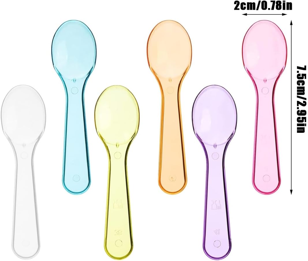 200 Pcs Plastic Spoons, 3 Inch Disposable Mini Colored Taster Spoons, Small Ice Cream Dessert Spoon for Tasting Cake, Yogurt, Jello, Jam, Multi-Color