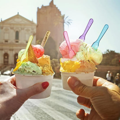 200 Pcs Plastic Spoons, 3 Inch Disposable Mini Colored Taster Spoons, Small Ice Cream Dessert Spoon for Tasting Cake, Yogurt, Jello, Jam, Multi-Color