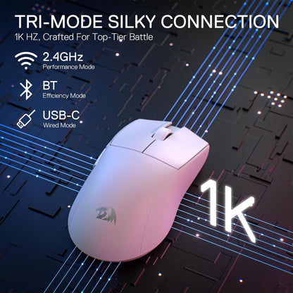 Redragon M916 PRO 3-Mode Wireless Gaming Mouse, 49G Ultra-Light 26K DPI Gamer Mouse w/Ergonomic Natural Grip Build, Full Programmable Buttons, Software Supports DIY Keybinds & DPI