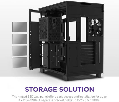 NZXT H9 Flow Dual-Chamber ATX Mid-Tower PC Gaming Case – High-Airflow Perforated Top Panel – Tempered Glass Front & Side Panels – 360mm Radiator Support – Cable Management – Black