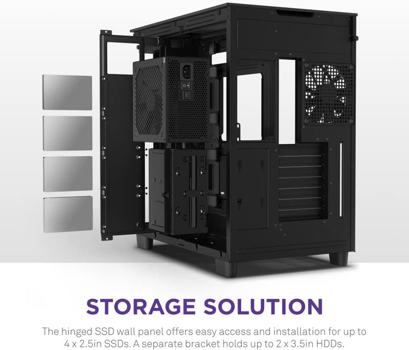 NZXT H9 Flow Dual-Chamber ATX Mid-Tower PC Gaming Case – High-Airflow Perforated Top Panel – Tempered Glass Front & Side Panels – 360mm Radiator Support – Cable Management – Black