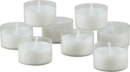 Stonebriar 48 Count White Unscented Smokeless Long Burning Clear Cup Tea Light Candles with 6 to 7 Hour Burn Time