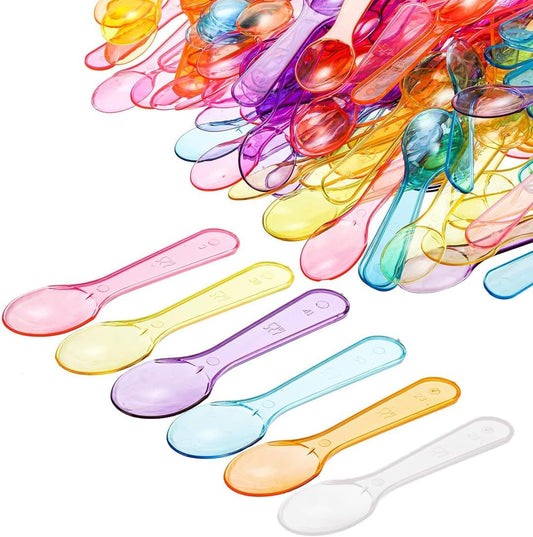 200 Pcs Plastic Spoons, 3 Inch Disposable Mini Colored Taster Spoons, Small Ice Cream Dessert Spoon for Tasting Cake, Yogurt, Jello, Jam, Multi-Color