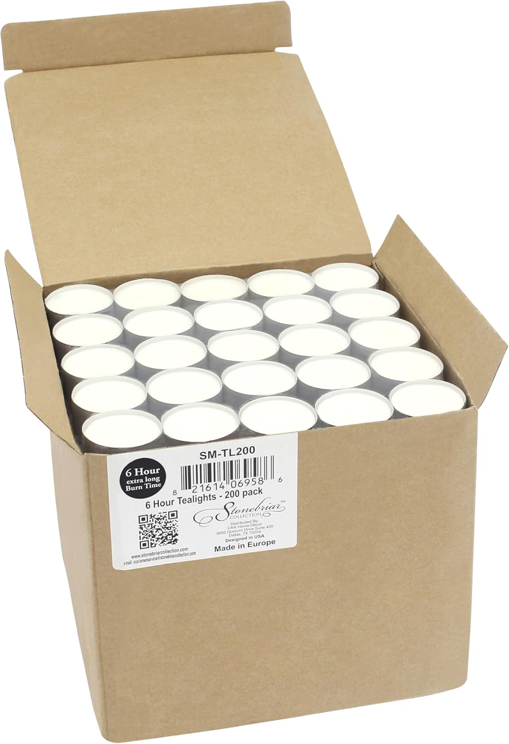 Stonebriar Collection SM-TL200 Tealight Candles, 6 to 7 Hour Extended Burn Time, White (Pack of 200)