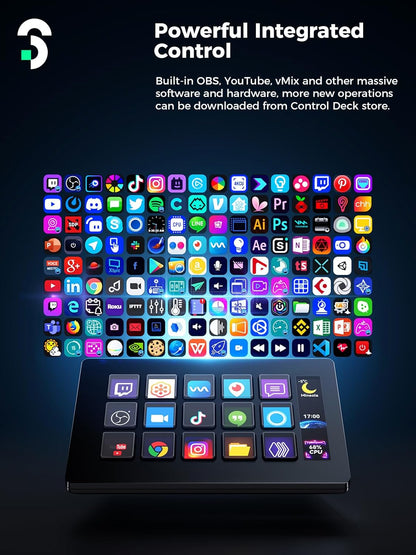 Stream Controller - SOOMFON Stream Control Deck with 15 LCD Macro Keys Customizable to Trigger Actions in OBS Twitch YouTube Compatible with PC & Mac for Content Creators Streaming Gaming