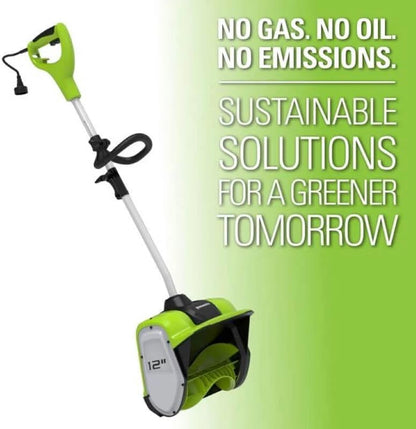 8 Amp Electric Snow Shovel – 12-Inch Corded Snow Thrower – 20ft Snow Discharge – Lightweight Snow Removal Tool - PuriLite
