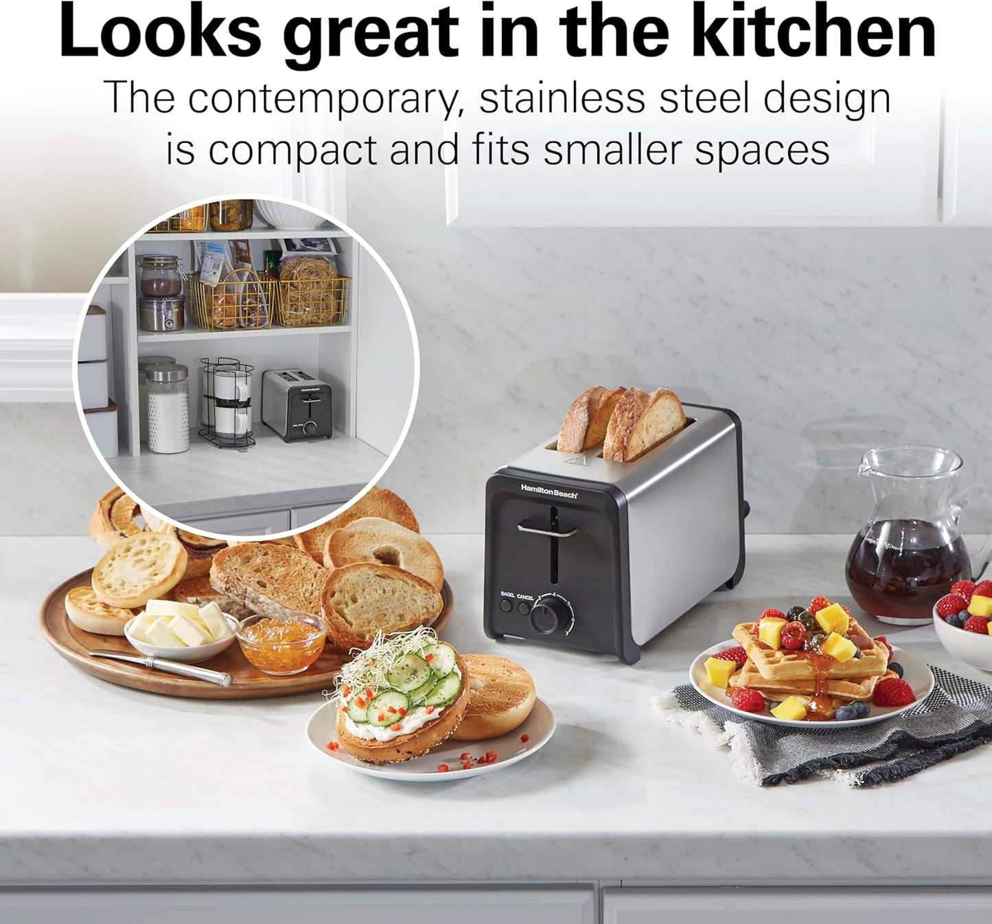Hamilton Beach Contemporary 2 Slice Toaster with Wide Slots, Bagel Function, Toast Boost, Auto Shutoff, 22997FG