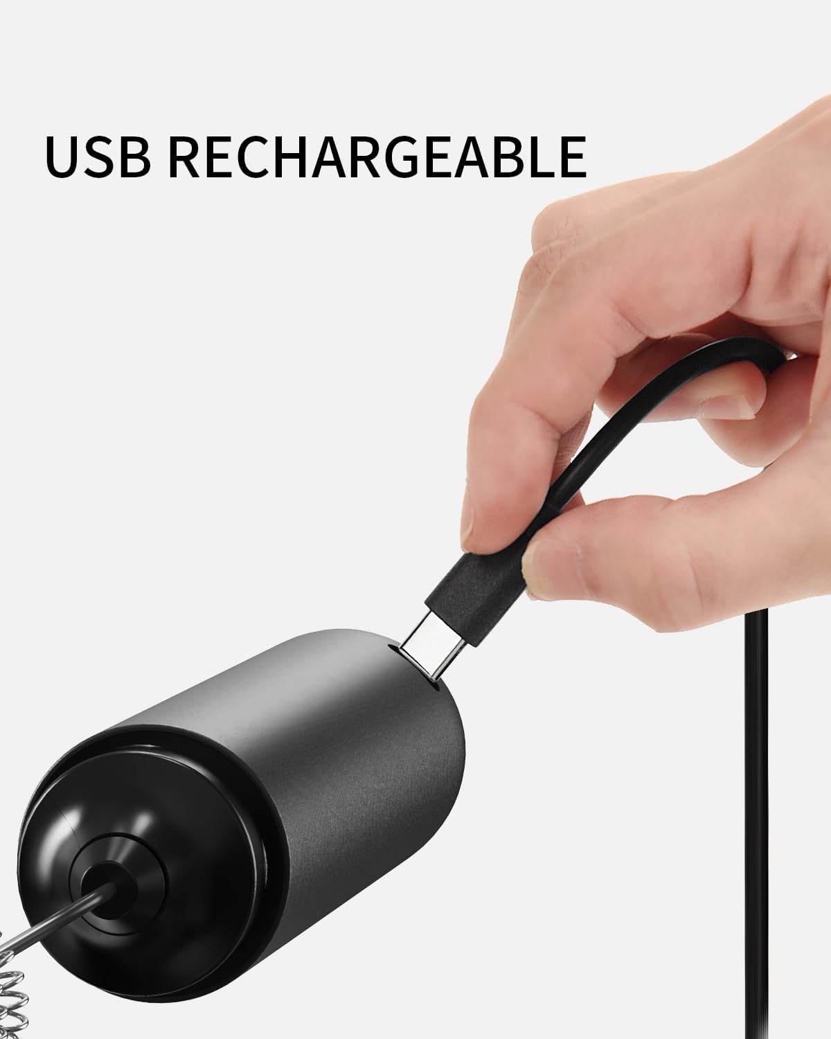 Rechargeable Handheld Milk Frother with Dual Spring Whisk, Portable Electric Drink Mixer for Coffee, Latte, Cappuccino, Matcha and Hot Chocolate - PuriLite
