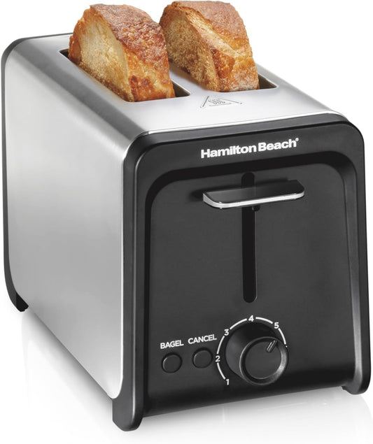 Hamilton Beach Contemporary 2 Slice Toaster with Wide Slots, Bagel Function, Toast Boost, Auto Shutoff, 22997FG