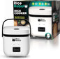 Rice Robot Personal Rice Cooker, PFAS-free, Nonstick. 1.2 Quart Capacity, with Stainless Steel Steamer Tray, Measuring Cups, Recipe Book with 60 Recipes, and Serving Spoon, As Seen On TV