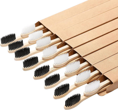 QSSMY 16 Pac Natuaral Green toothbrush bamboo ,biodegradable and soft bristles