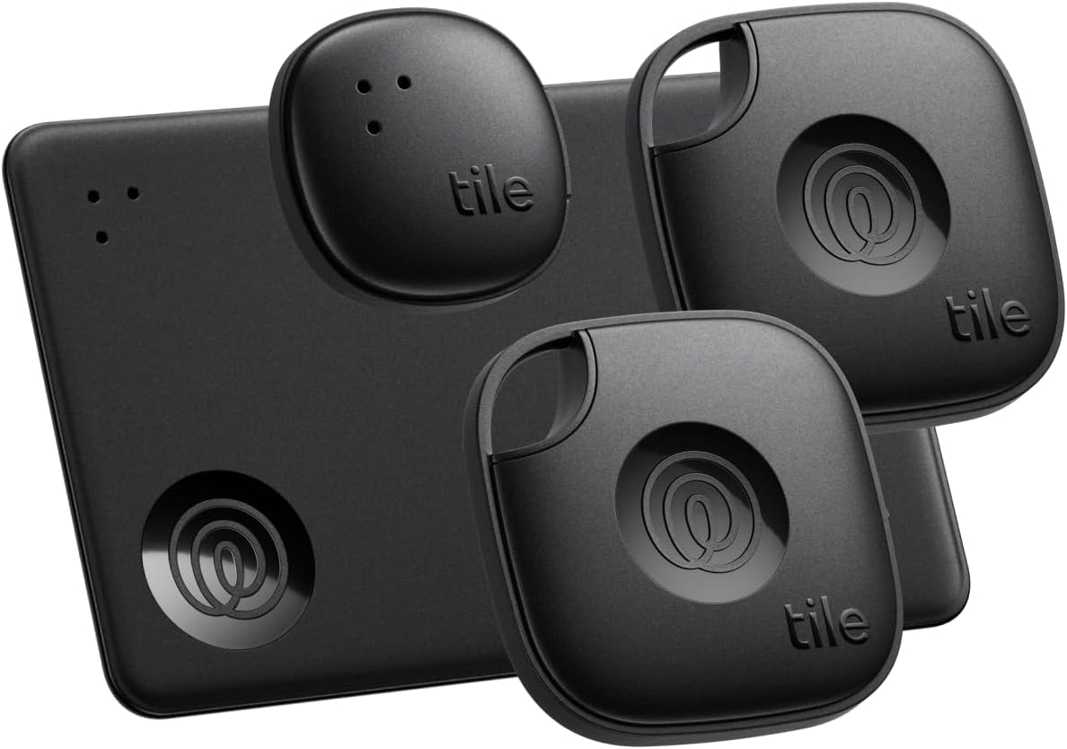 Tile Essentials Bluetooth Trackers & Item Locators for Keys, Wallets, Remotes, and More – 4-Pack, iOS & Android Compatible - PuriLite