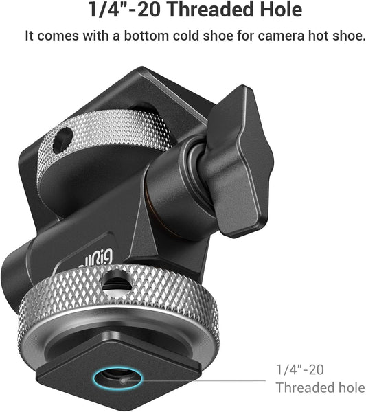 SMALLRIG Swivel and Tilt Monitor Mount Adjustable Monitor Holder with Bouncy Locating Pins and Cold Shoe Mount for 5" and 7" Monitors - 2905B - PuriLite