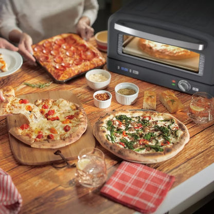 Cuisinart Indoor Metal Pizza Oven Matte Black CPZ-120MB: 1800W, Cool Touch, Freestanding, Includes Stone & Peel